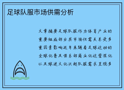 足球队服市场供需分析